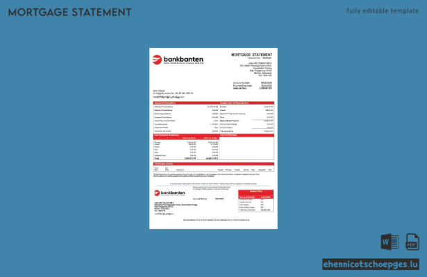 Hypothekenauszug der Indonesia Bank Banten als Word- und PDF-Beispielvorschau